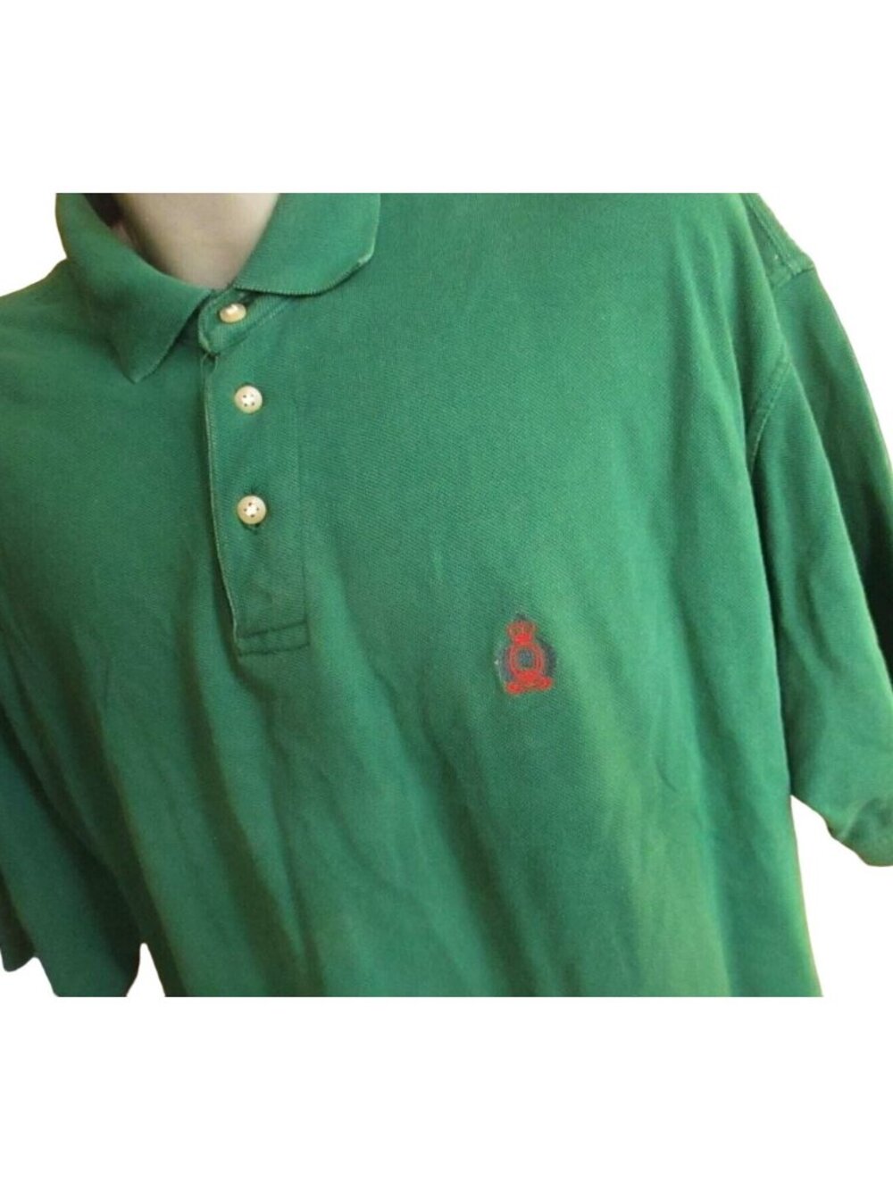 BUGLE BOY Vintage Mens Polo Shirt 2XL 90s EMBROIDERED LOGO TENNIS COLLAR GREEN